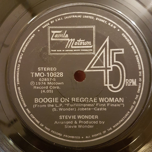 Stevie Wonder : Boogie On Reggae Woman (7")