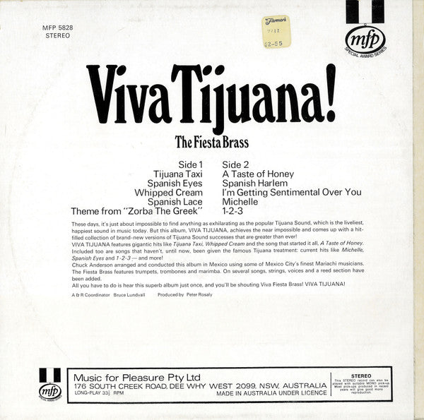 The Fiesta Brass : Viva Tijuana! (LP, Album, RE)