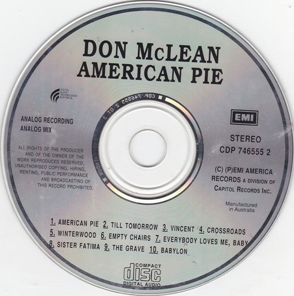 Don McLean : American Pie (CD, Album, RE)