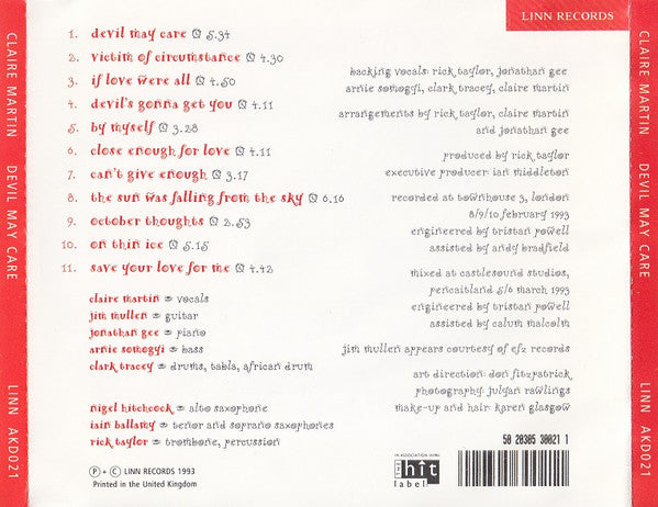 Claire Martin : Devil May Care (CD, Album)