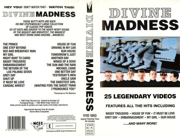 Madness : Divine Madness (VHS, Comp, PAL, Dol)
