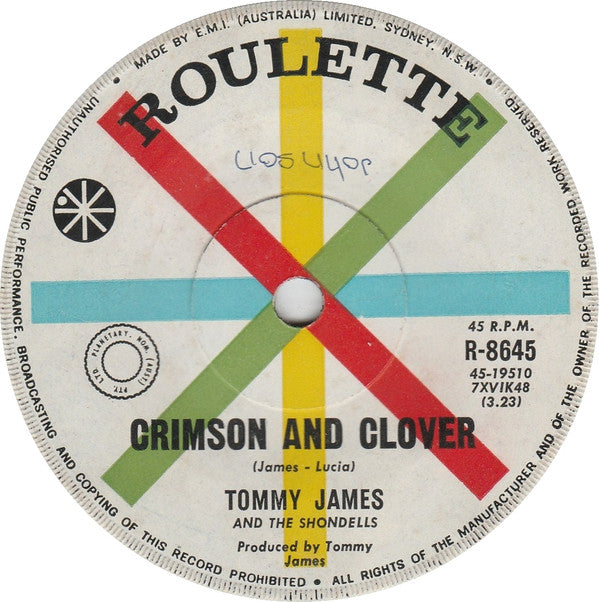 Tommy James & The Shondells : Crimson And Clover (7", Single)