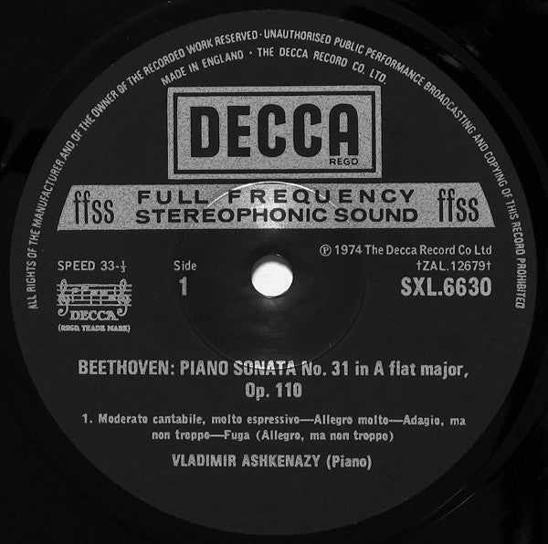 Ludwig van Beethoven, Vladimir Ashkenazy : Piano Sonatas Nos. 31 & 32 (LP)