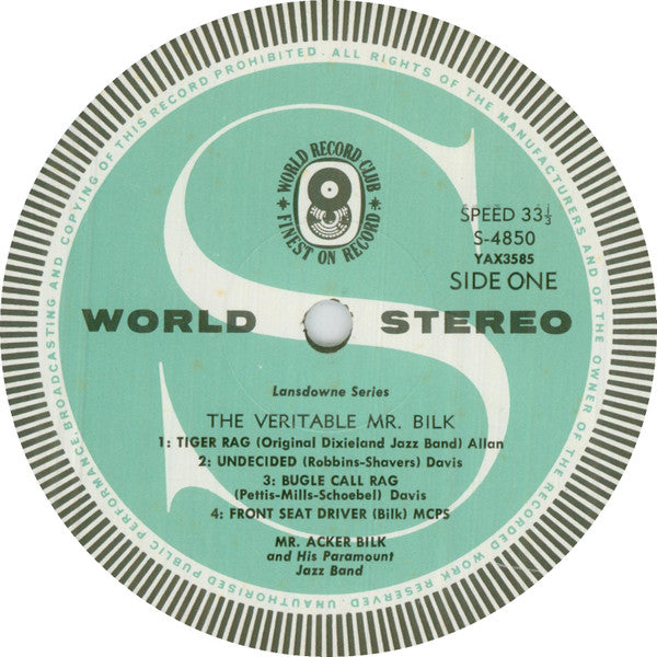 Acker Bilk And His Paramount Jazz Band : The Veritable Mr. Bilk (LP, Album, Club)