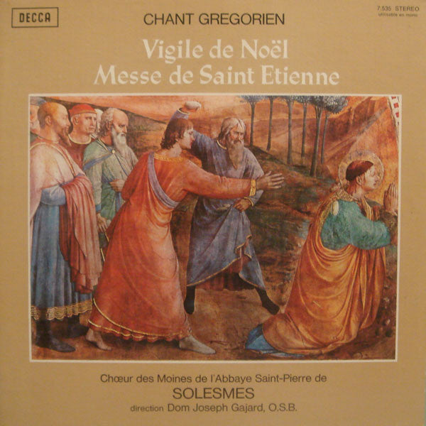 Chœur Des Moines De L'Abbaye Saint-Pierre De Solesmes Direction Dom Joseph Gajard : Vigile De Noël / Messe De Saint Etienne (LP, RE, Gat)