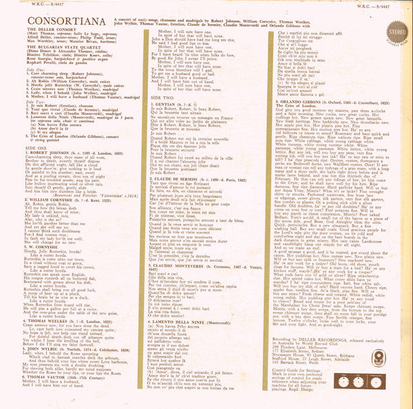 The Deller Consort*, The Bulgarian State Quartet* : Consortiana (LP, Album, Club)