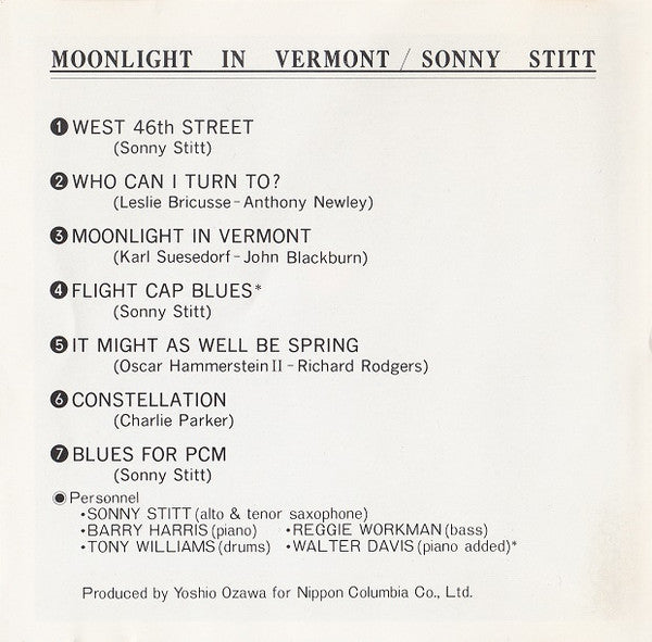 Sonny Stitt : Moonlight In Vermont (CD, Album, RE, RP)