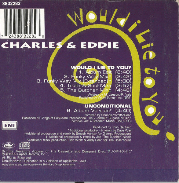 Charles & Eddie : Would I Lie To You? (CD, Single, Car)