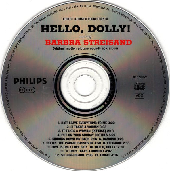 Barbra Streisand : Hello, Dolly! (Original Motion Picture Soundtrack) (CD, Album, RE)