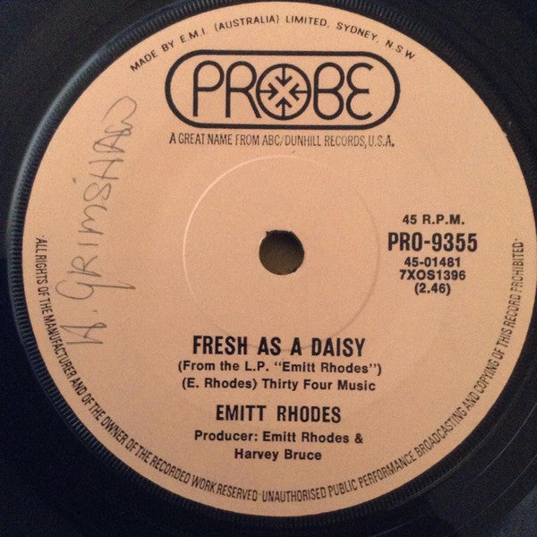 Emitt Rhodes : Fresh As A Daisy / You Take The Dark Out Of The Night (7", Single)