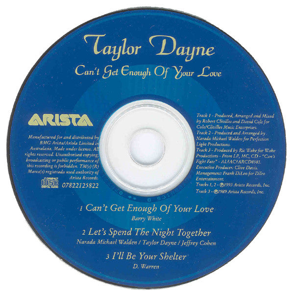 Taylor Dayne : Can't Get Enough Of Your Love (CD, Single)