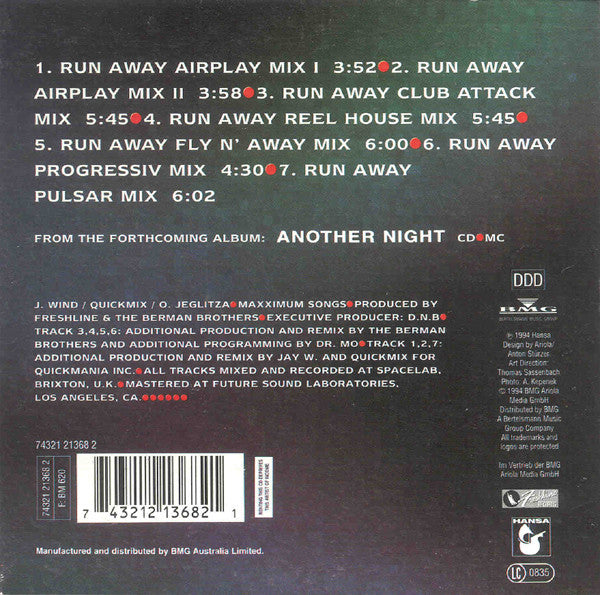 The Real McCoy* : Run Away (CD, Single, Car)