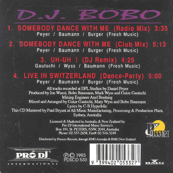 D.J. BoBo* : Somebody Dance With Me (CD, Maxi, Car)