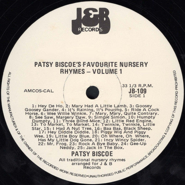Patsy Biscoe : Patsy Biscoe Sings Your 50 Favourite Nursery Rhymes Volume 1 (LP)