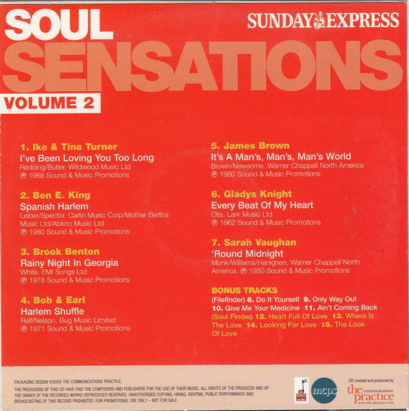 Various : Soul Sensations Volume 2 (CD, Comp, Promo)