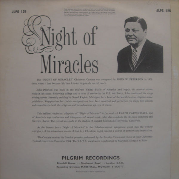 John W. Peterson / Ralph Carmichael : Night Of Miracles (LP, Album)