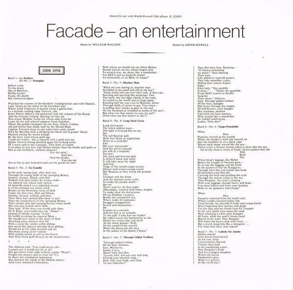 William Walton* : Facade - An Entertainment (LP, Album, Club, RE, Gre)