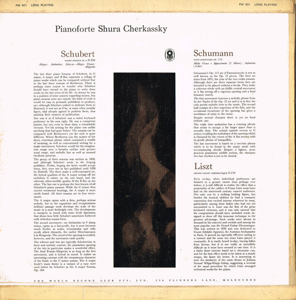 Shura Cherkassky : Piano Recital (LP, Album, Mono, Club)