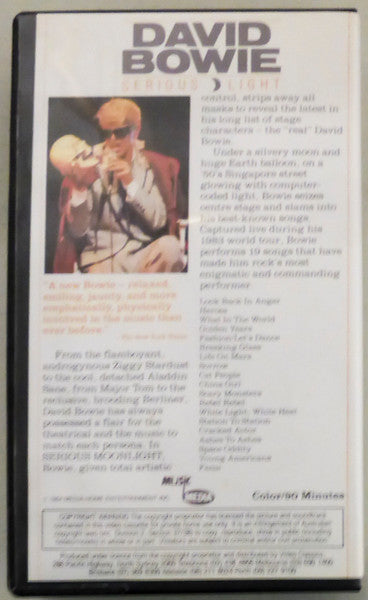 David Bowie : Serious Moonlight (VHS, PAL)