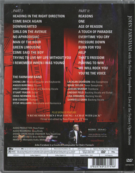 John Farnham With The Sydney Symphony Orchestra : Live At The Sydney Opera House (DVD-V, PAL)