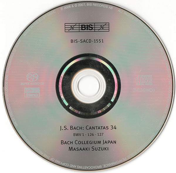 Johann Sebastian Bach, Bach Collegium Japan, Masaaki Suzuki : Cantatas 34:  ►1 ►126 ► 127 - Wie Schön Leuchtet Der Morgenstern (SACD, Hybrid, Multichannel, Album)