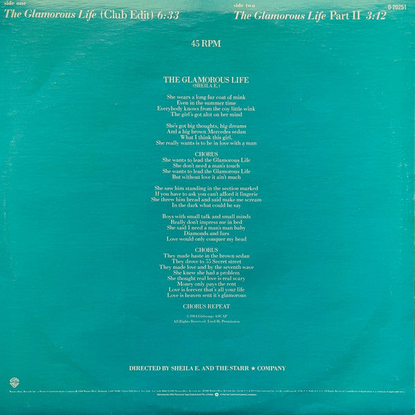 Sheila E. : The Glamorous Life (12", Single)