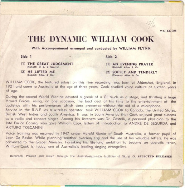 William Cook (2) : The Dynamic William Cook - Volume No.1 (7", EP)