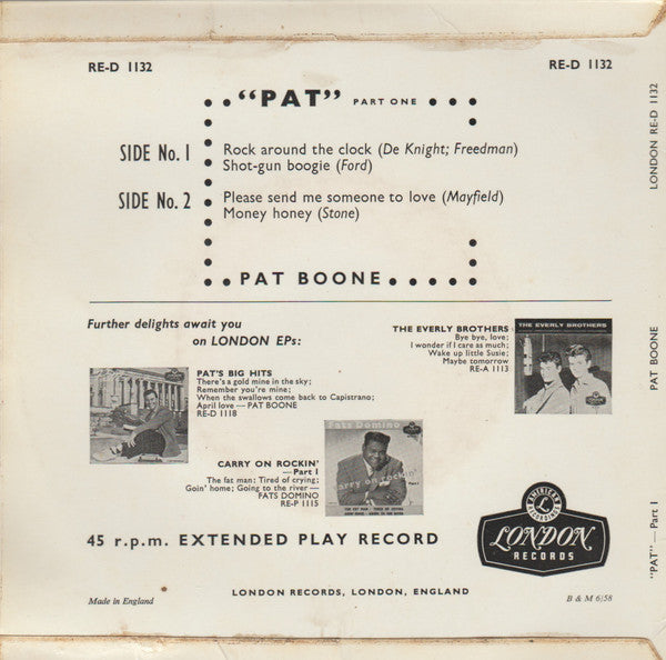 Pat Boone : "Pat" Part 1 (7", EP)