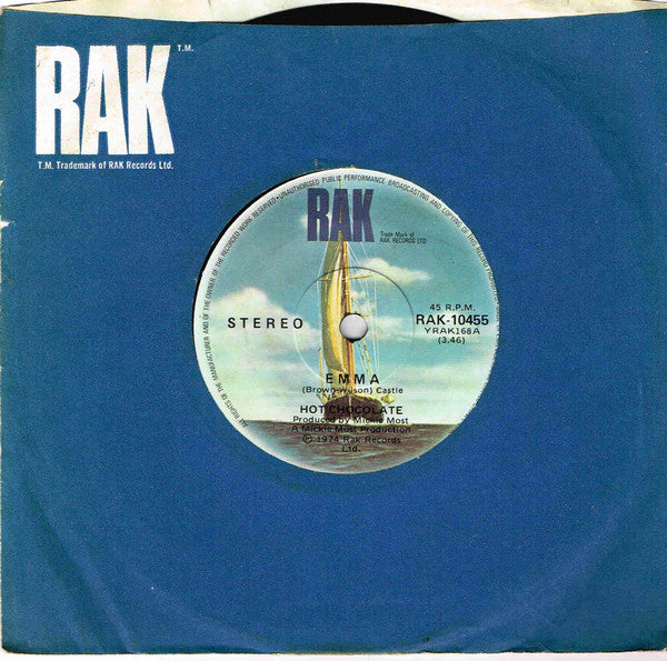 Hot Chocolate : Emma (7", Single)