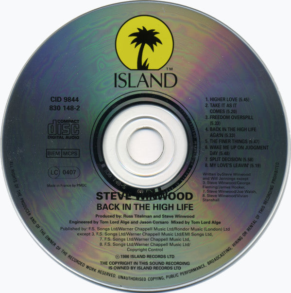 Steve Winwood : Back In The High Life (CD, Album)
