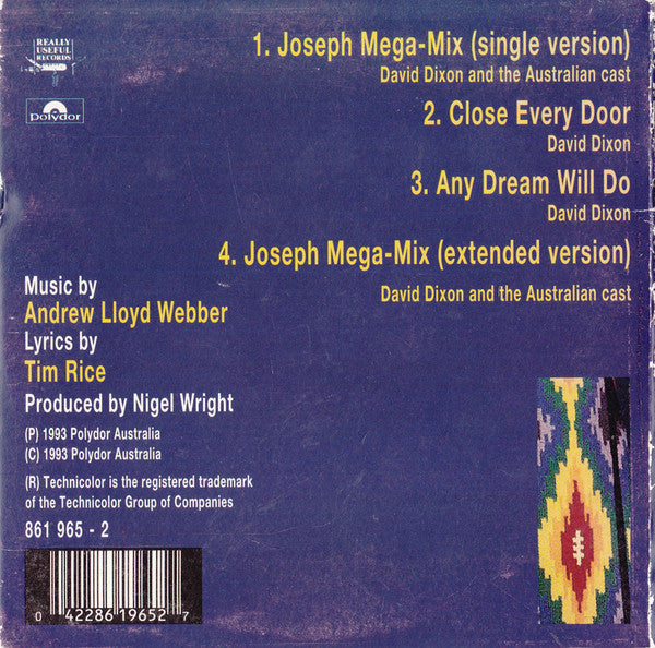 David Dixon And The Australian Cast : Joseph Mega-Mix (CD, Single)