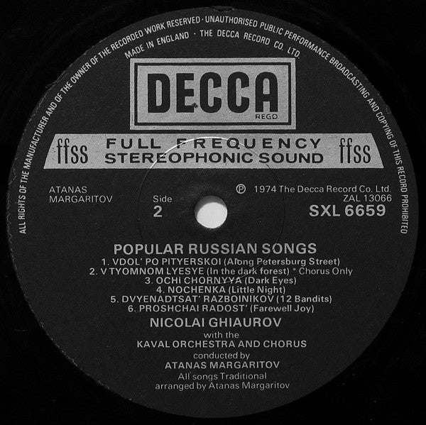 Ghiaurov*, Kaval Chorus & Kaval Orchestra Conducted By Atanas Margaritov* : Popular Russian Songs (LP)