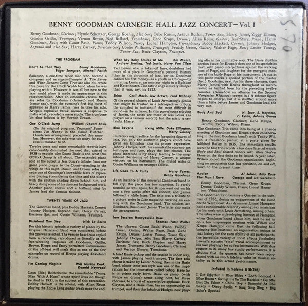 Benny Goodman : The Famous 1938 Carnegie Hall Jazz Concert - Vol. 1 (6x7", Album, Styrene + Box)