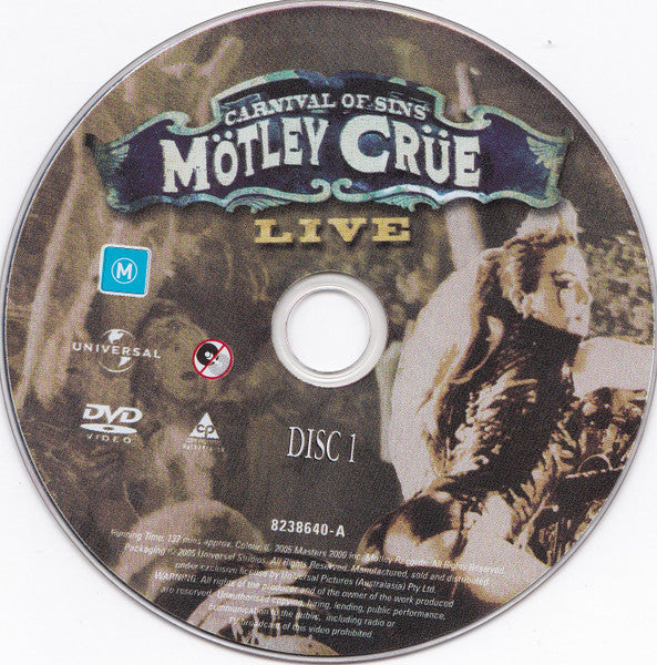 Mötley Crüe : Carnival Of Sins - Live (2xDVD-V, PAL, Reg)