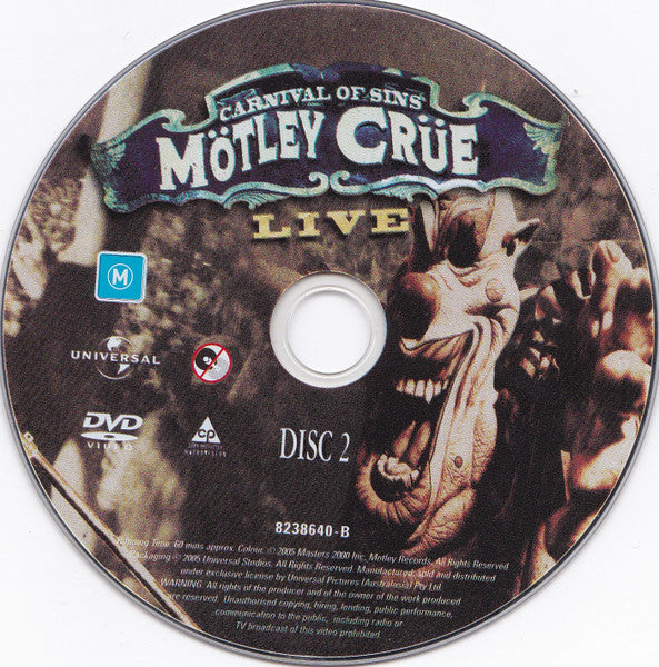Mötley Crüe : Carnival Of Sins - Live (2xDVD-V, PAL, Reg)