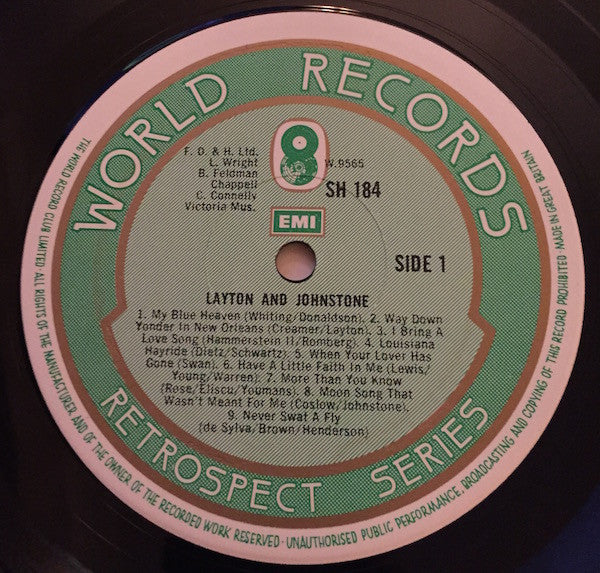 Layton & Johnstone* : Turner Layton & Clarence Johnstone (LP, Comp)
