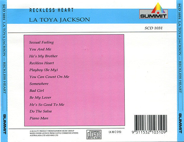 La Toya Jackson : Reckless Heart (CD, Album, RE)
