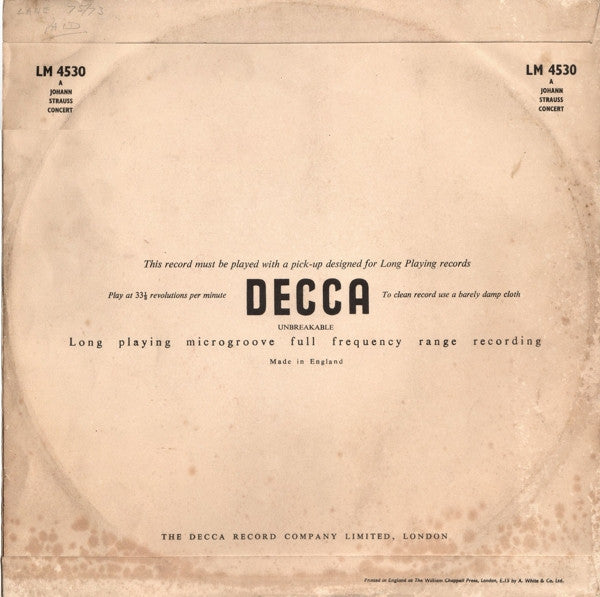 Josef Krips Conducting London Symphony Orchestra And The New Symphony Orchestra Of London : A Johann Strauss Concert (10")