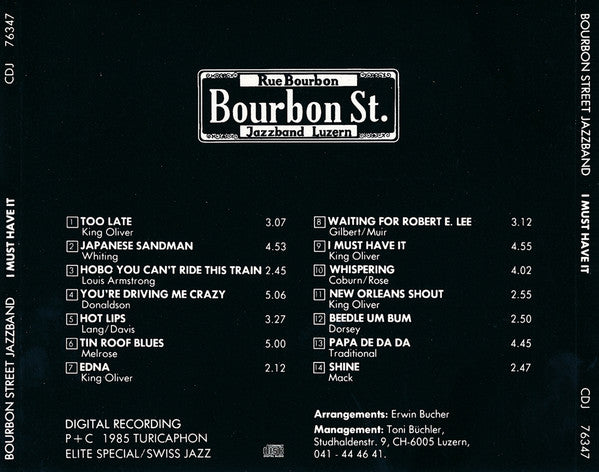 Bourbon Street Jazzband (2) : I Must Have It (CD, Album)