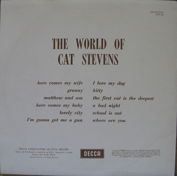 Cat Stevens : The World Of Cat Stevens (LP, Album, Comp)