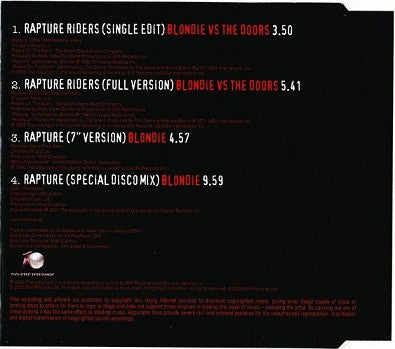 Blondie vs. The Doors : Rapture Riders (CD, Single, Copy Prot.)