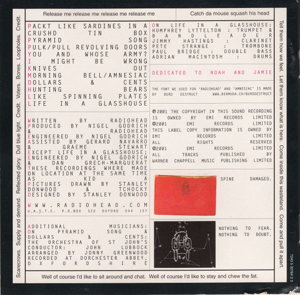 Radiohead : Amnesiac (CD, Album, EMI)