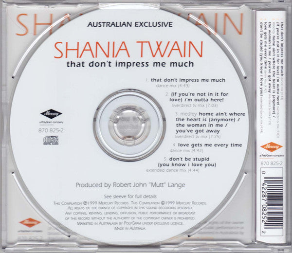Shania Twain : That Don't Impress Me Much (CD, Single)