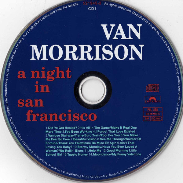 Van Morrison : A Night In San Francisco (2xCD, Album, RE, RP)