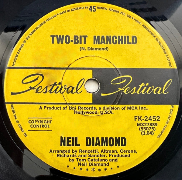 Neil Diamond : Two-Bit Manchild (7", Single)