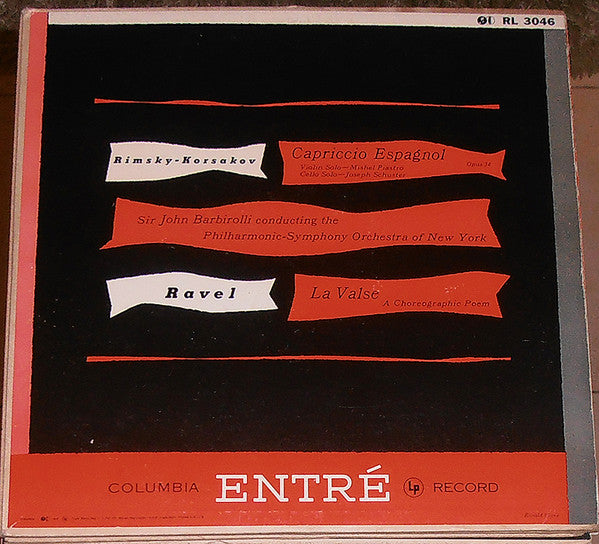 Nikolai Rimsky-Korsakov / Maurice Ravel - Sir John Barbirolli Conducting The Philharmonic-Symphony Orchestra Of New York : Capriccio Espagnol, Op. 34 / La Valse (LP, Mono)