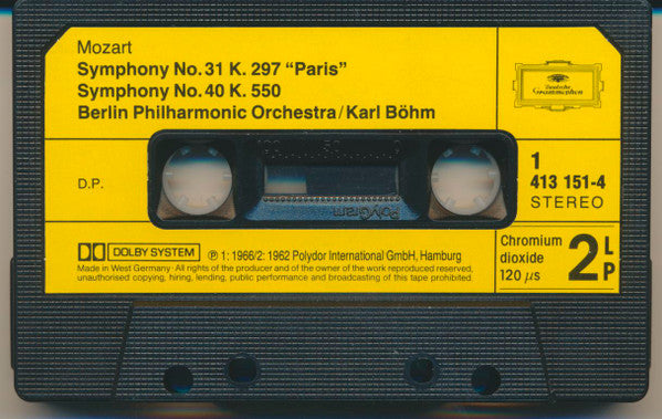 Berlin Philharmonic Orchestra*, Karl Böhm : Mozart : Symphonies No.31 " Paris ", No. 35 " Haffner ", No. 40 In G Minor, No. 41 " Jupiter " (Cass, Comp, RE, Dol)