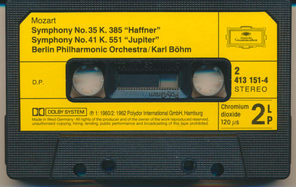 Berlin Philharmonic Orchestra*, Karl Böhm : Mozart : Symphonies No.31 " Paris ", No. 35 " Haffner ", No. 40 In G Minor, No. 41 " Jupiter " (Cass, Comp, RE, Dol)