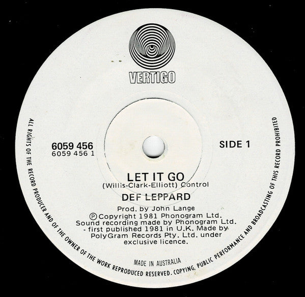 Def Leppard : Let It Go (7", Single)