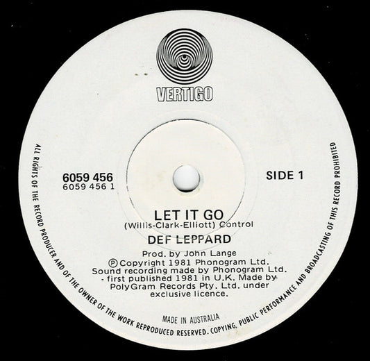 Def Leppard : Let It Go (7", Single)